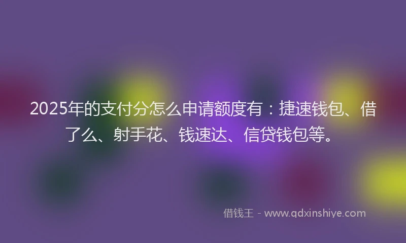 2025年的支付分怎么申请额度有：捷速钱包、借了么、射手花、钱速达、信贷钱包等。