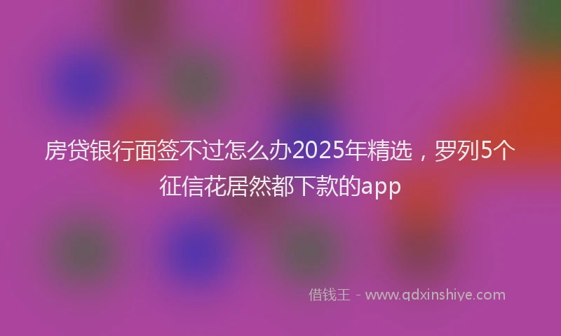 房贷银行面签不过怎么办2025年精选，罗列5个征信花居然都下款的app