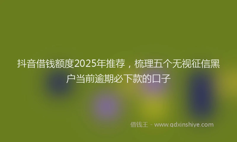 抖音借钱额度2025年推荐，梳理五个无视征信黑户当前逾期必下款的口子