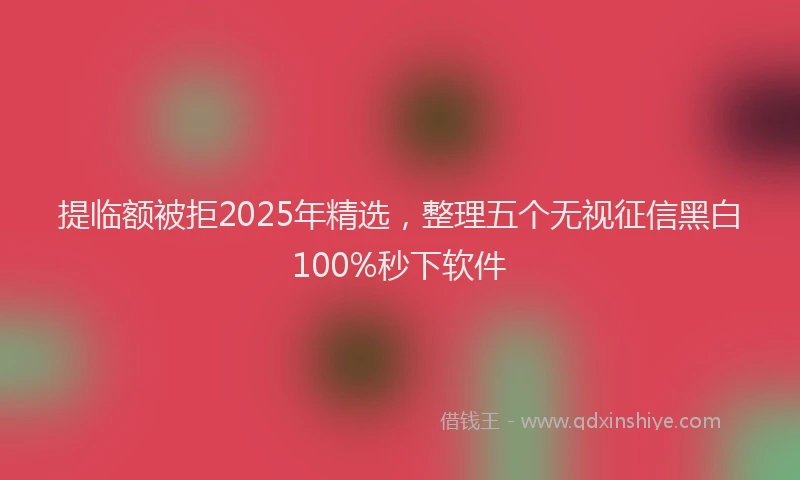 提临额被拒2025年精选，整理五个无视征信黑白100%秒下软件
