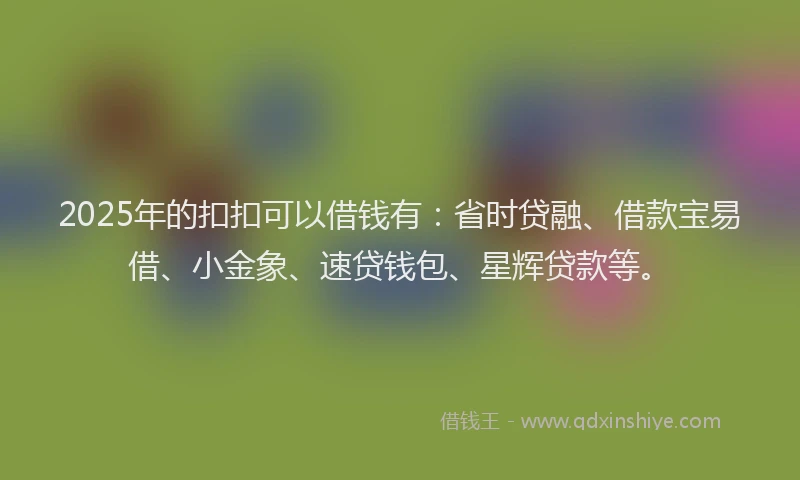 2025年的扣扣可以借钱有：省时贷融、借款宝易借、小金象、速贷钱包、星辉贷款等。