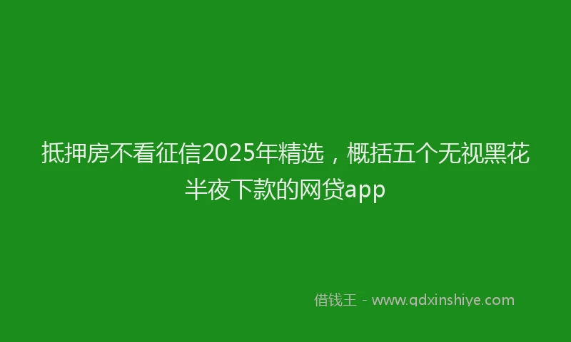 抵押房不看征信2025年精选，概括五个无视黑花半夜下款的网贷app