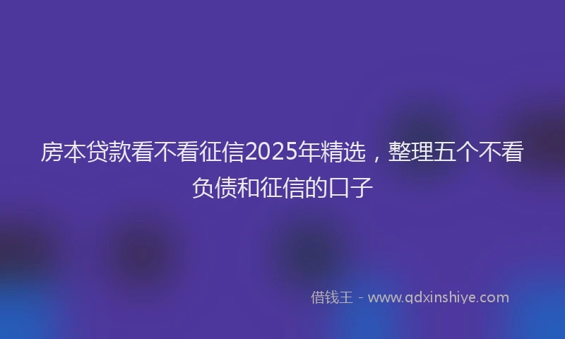 房本贷款看不看征信2025年精选，整理五个不看负债和征信的口子