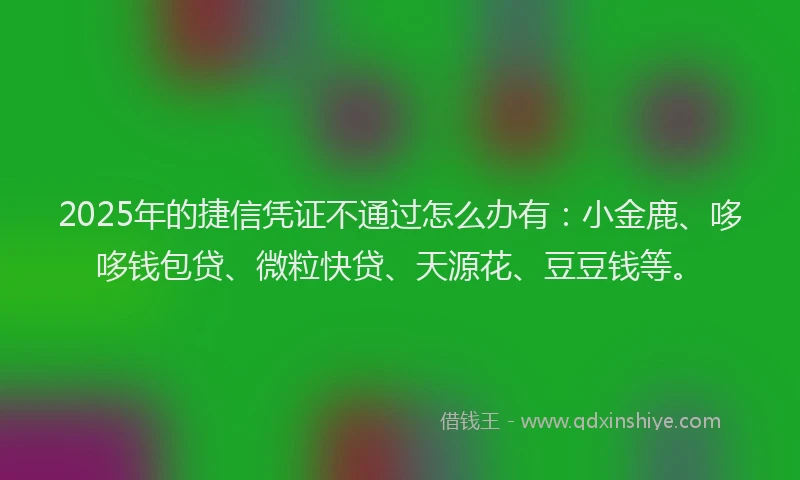2025年的捷信凭证不通过怎么办有：小金鹿、哆哆钱包贷、微粒快贷、天源花、豆豆钱等。