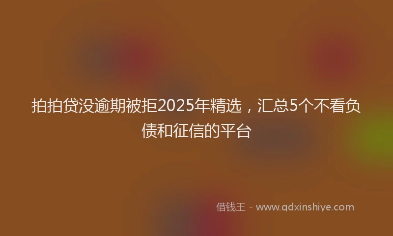 拍拍贷没逾期被拒2025年精选，汇总5个不看负债和征信的平台