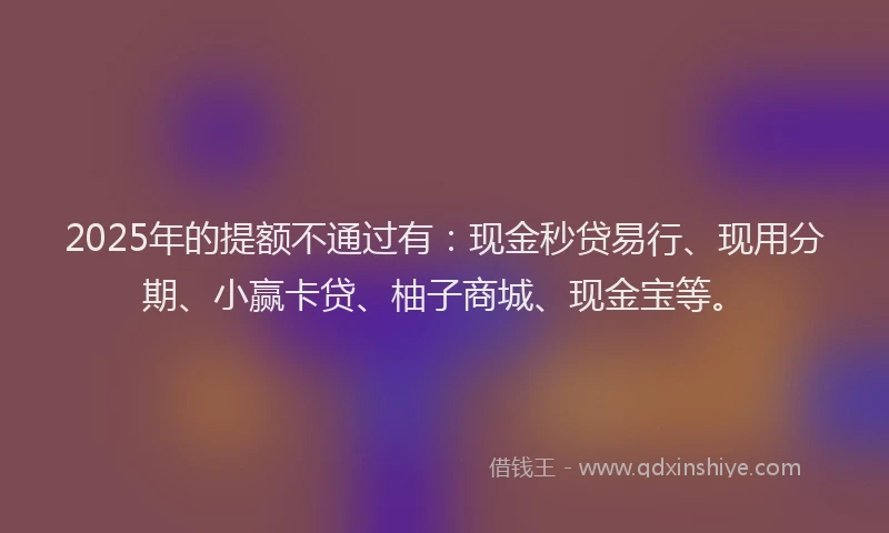 2025年的提额不通过有：现金秒贷易行、现用分期、小赢卡贷、柚子商城、现金宝等。