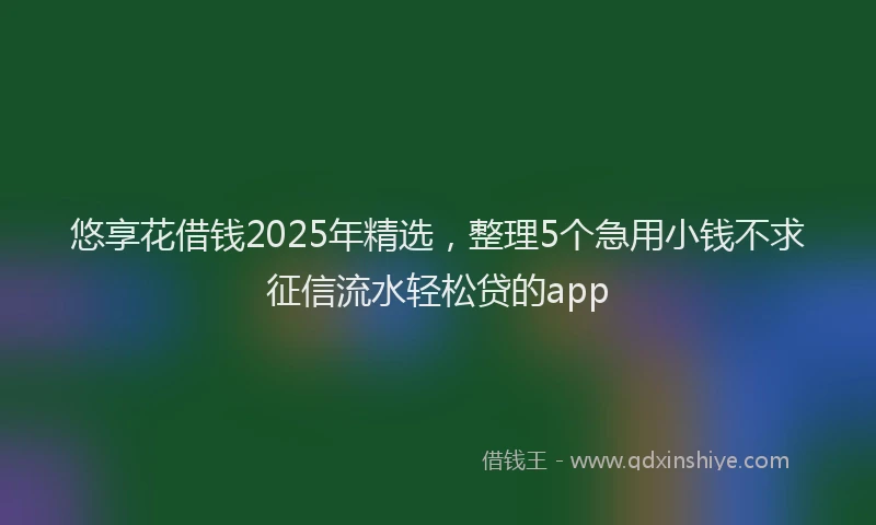 悠享花借钱2025年精选，整理5个急用小钱不求征信流水轻松贷的app