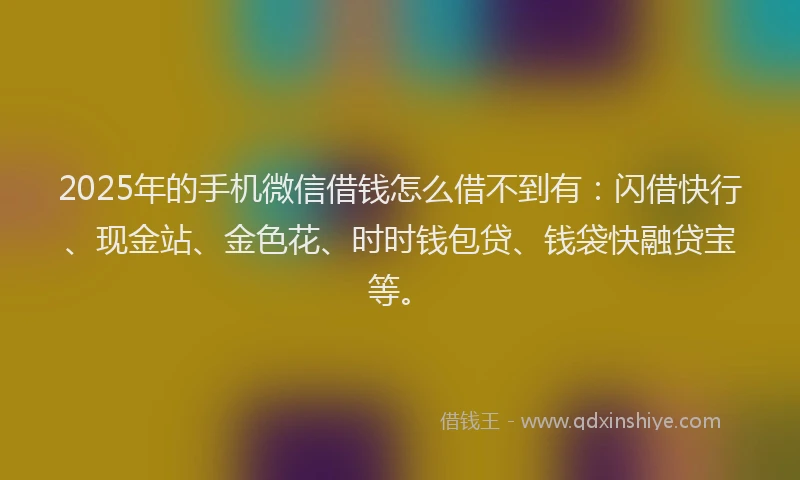 2025年的手机微信借钱怎么借不到有：闪借快行、现金站、金色花、时时钱包贷、钱袋快融贷宝等。