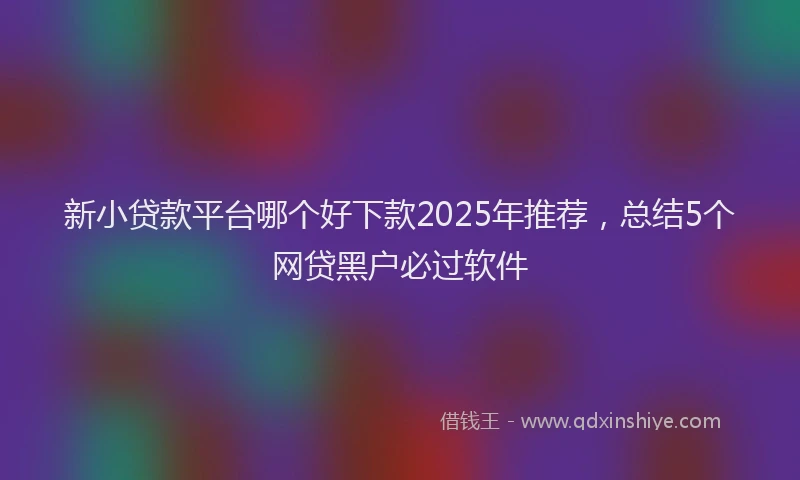 新小贷款平台哪个好下款2025年推荐，总结5个网贷黑户必过软件