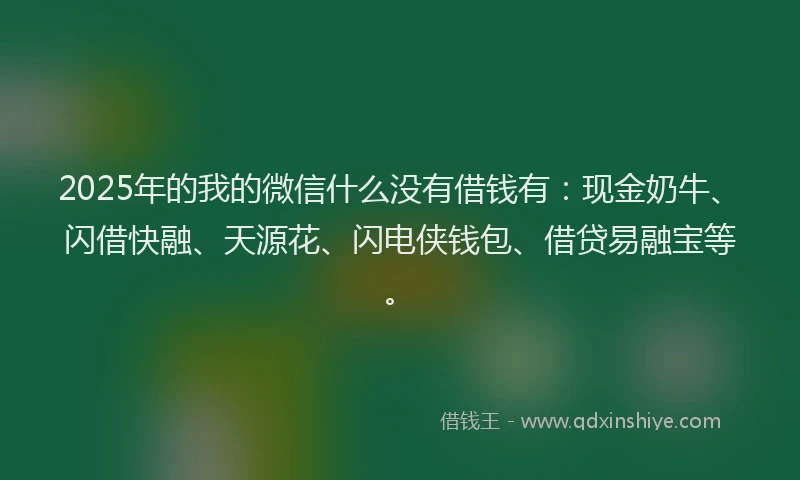 2025年的我的微信什么没有借钱有：现金奶牛、闪借快融、天源花、闪电侠钱包、借贷易融宝等。