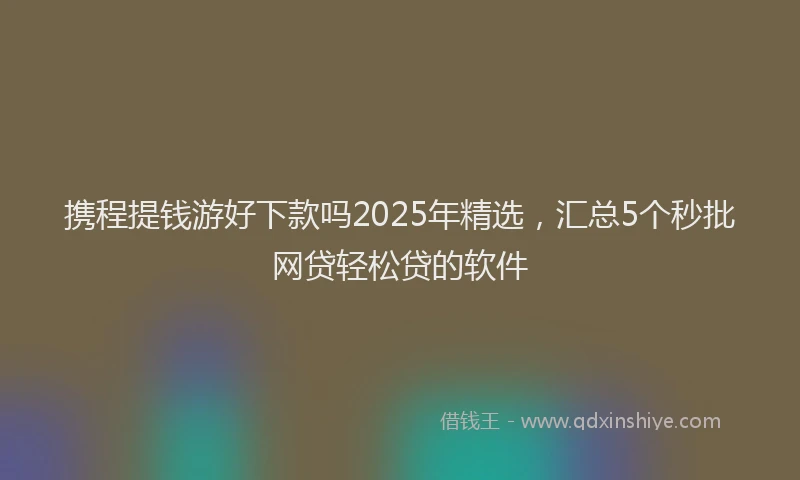 携程提钱游好下款吗2025年精选，汇总5个秒批网贷轻松贷的软件