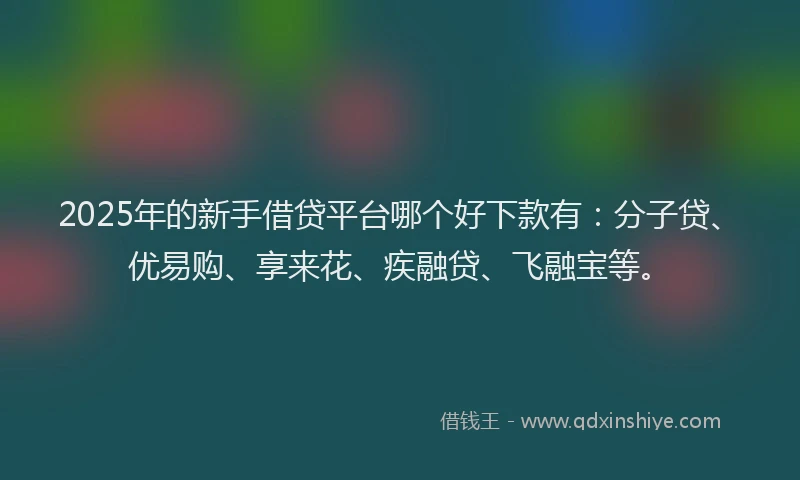 2025年的新手借贷平台哪个好下款有：分子贷、优易购、享来花、疾融贷、飞融宝等。