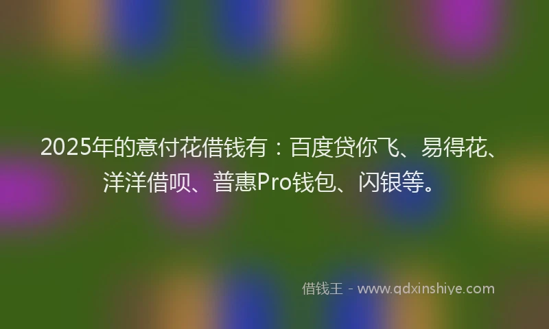2025年的意付花借钱有：百度贷你飞、易得花、洋洋借呗、普惠Pro钱包、闪银等。