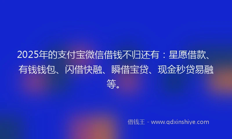 2025年的支付宝微信借钱不归还有：星愿借款、有钱钱包、闪借快融、瞬借宝贷、现金秒贷易融等。