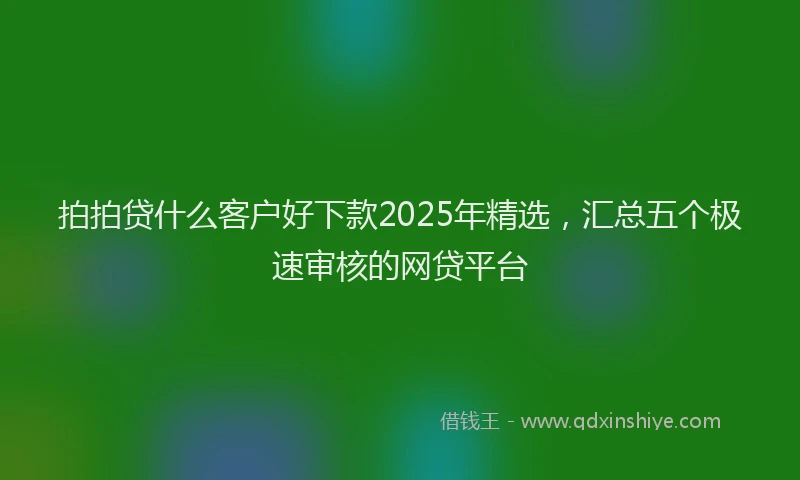 拍拍贷什么客户好下款2025年精选，汇总五个极速审核的网贷平台