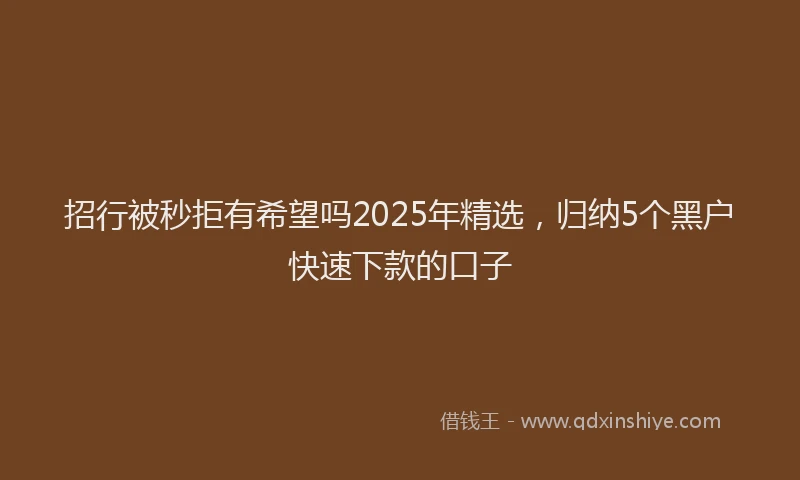 招行被秒拒有希望吗2025年精选，归纳5个黑户快速下款的口子