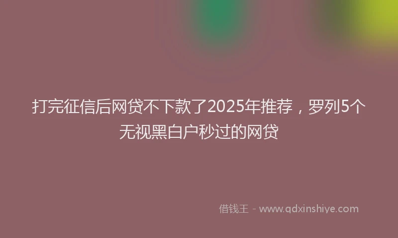 打完征信后网贷不下款了2025年推荐，罗列5个无视黑白户秒过的网贷