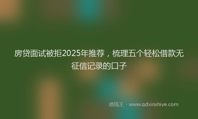 房贷面试被拒2025年推荐，梳理五个轻松借款无征信记录的口子
