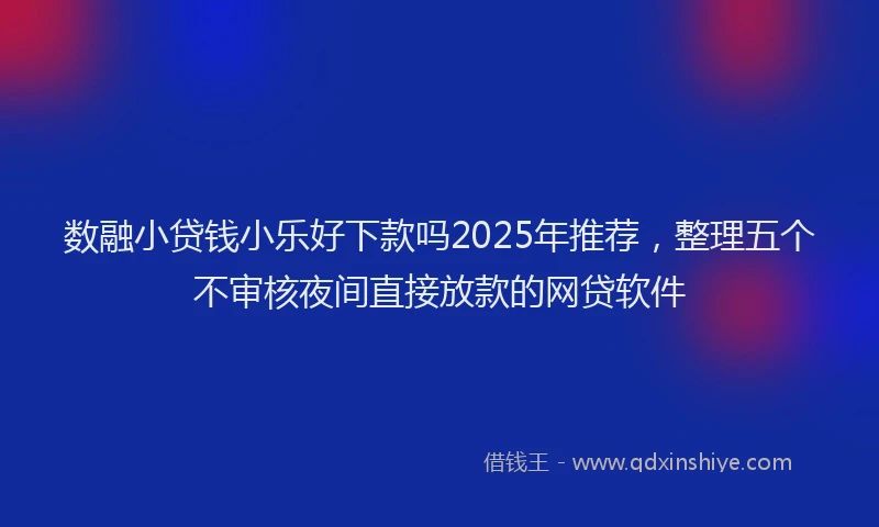 数融小贷钱小乐好下款吗2025年推荐，整理五个不审核夜间直接放款的网贷软件