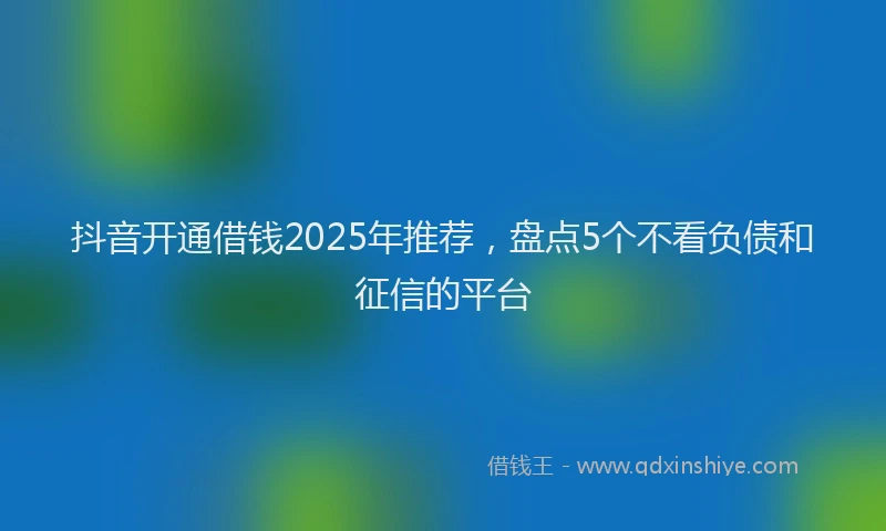 抖音开通借钱2025年推荐，盘点5个不看负债和征信的平台