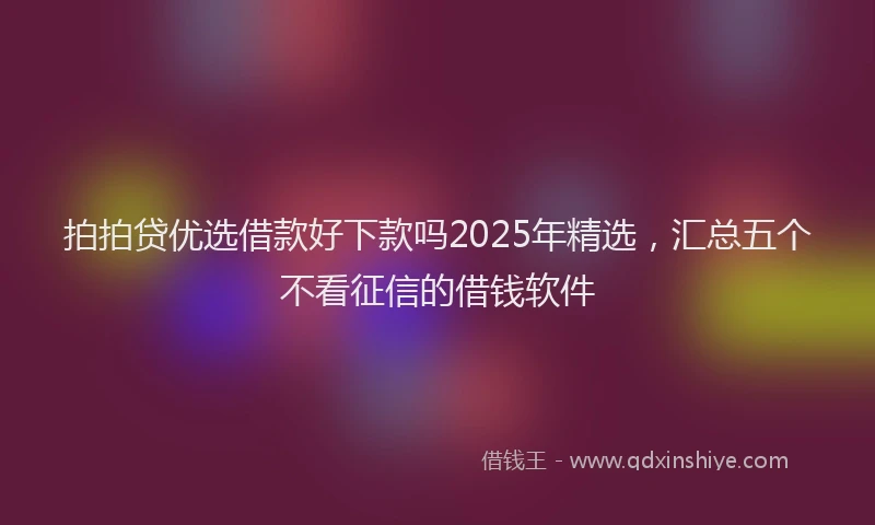 拍拍贷优选借款好下款吗2025年精选，汇总五个不看征信的借钱软件