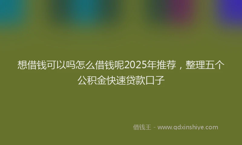 想借钱可以吗怎么借钱呢2025年推荐，整理五个公积金快速贷款口子