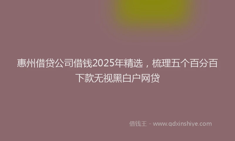惠州借贷公司借钱2025年精选，梳理五个百分百下款无视黑白户网贷
