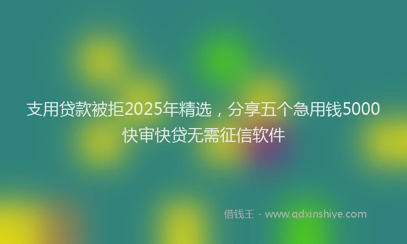 支用贷款被拒2025年精选，分享五个急用钱5000快审快贷无需征信软件
