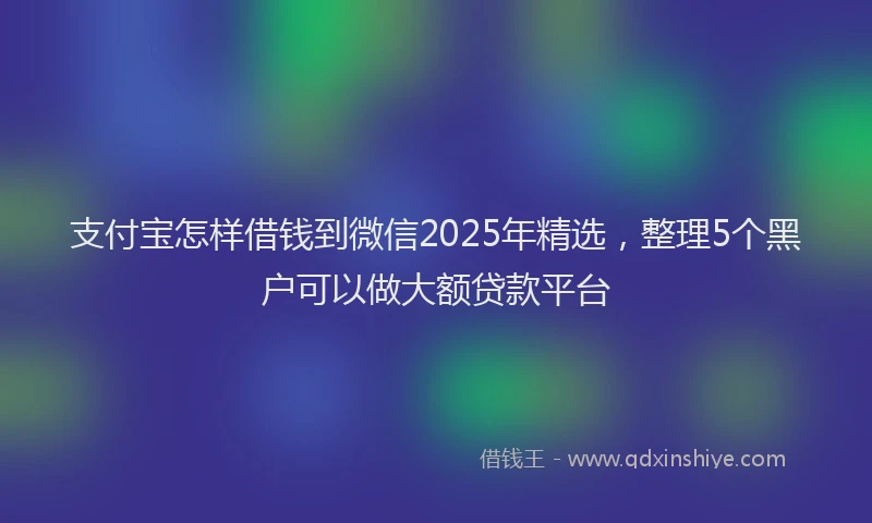 支付宝怎样借钱到微信2025年精选，整理5个黑户可以做大额贷款平台