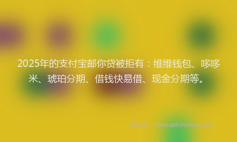 2025年的支付宝邮你贷被拒有：维维钱包、哆哆米、琥珀分期、借钱快易借、现金分期等。