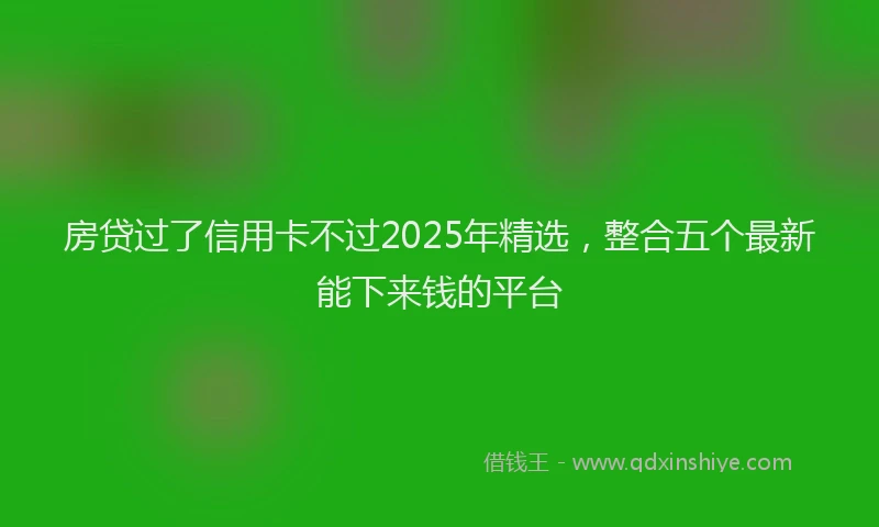 房贷过了信用卡不过2025年精选，整合五个最新能下来钱的平台