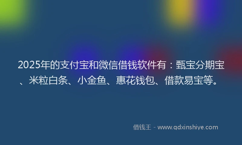 2025年的支付宝和微信借钱软件有：甄宝分期宝、米粒白条、小金鱼、惠花钱包、借款易宝等。