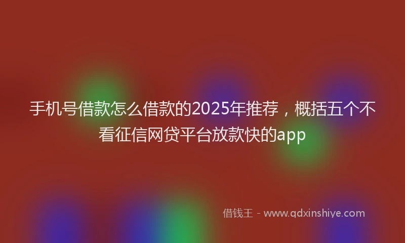 手机号借款怎么借款的2025年推荐，概括五个不看征信网贷平台放款快的app