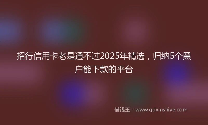 招行信用卡老是通不过2025年精选，归纳5个黑户能下款的平台