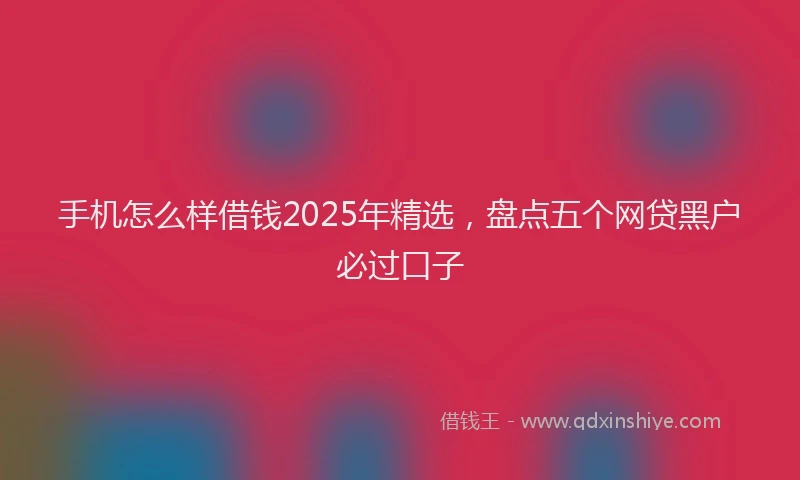 手机怎么样借钱2025年精选，盘点五个网贷黑户必过口子