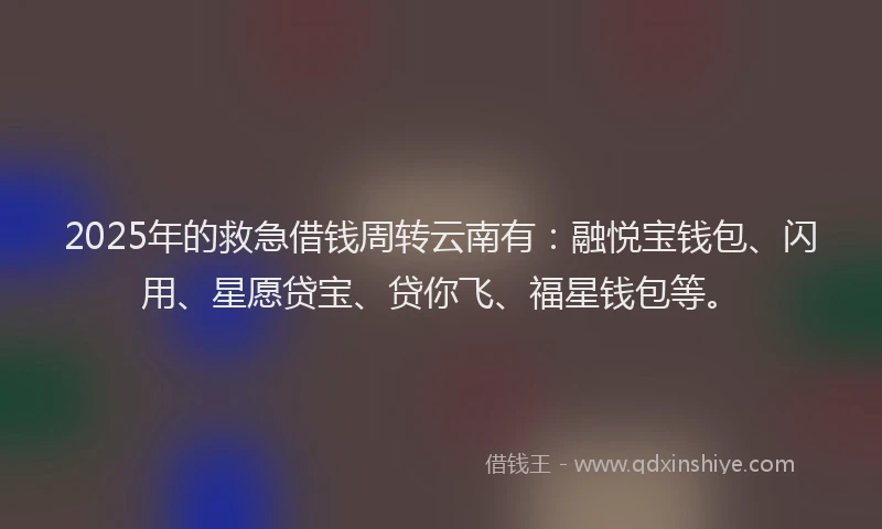 2025年的救急借钱周转云南有：融悦宝钱包、闪用、星愿贷宝、贷你飞、福星钱包等。