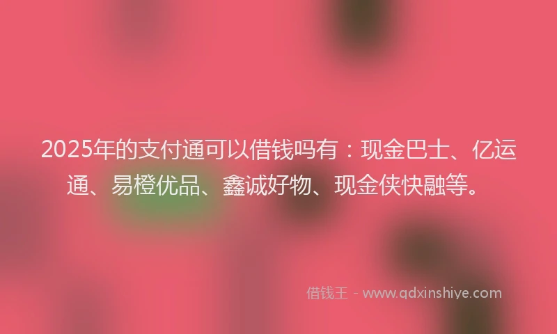 2025年的支付通可以借钱吗有：现金巴士、亿运通、易橙优品、鑫诚好物、现金侠快融等。