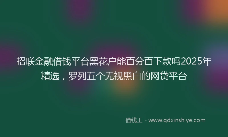 招联金融借钱平台黑花户能百分百下款吗2025年精选，罗列五个无视黑白的网贷平台