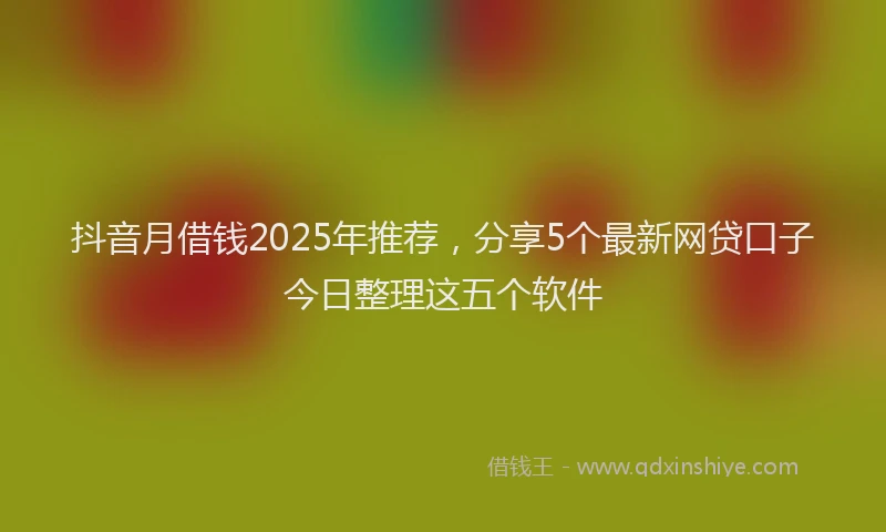 抖音月借钱2025年推荐，分享5个最新网贷口子今日整理这五个软件