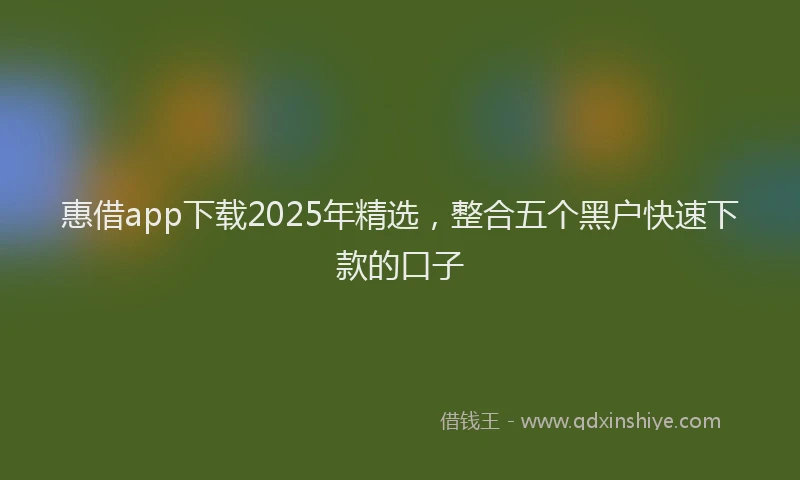 惠借app下载2025年精选，整合五个黑户快速下款的口子