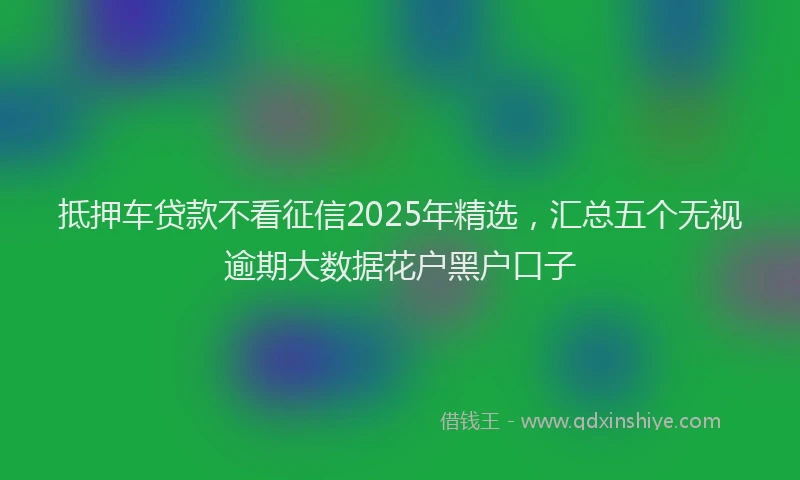 抵押车贷款不看征信2025年精选，汇总五个无视逾期大数据花户黑户口子