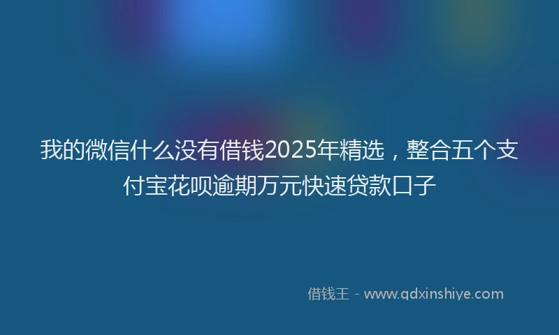 我的微信什么没有借钱2025年精选，整合五个支付宝花呗逾期万元快速贷款口子