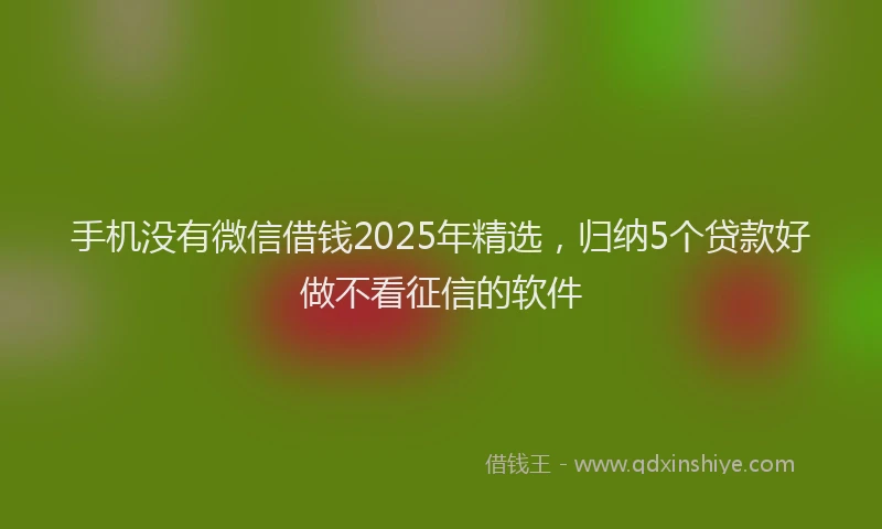 手机没有微信借钱2025年精选，归纳5个贷款好做不看征信的软件