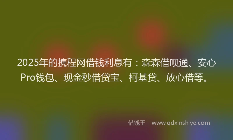2025年的携程网借钱利息有：森森借呗通、安心Pro钱包、现金秒借贷宝、柯基贷、放心借等。