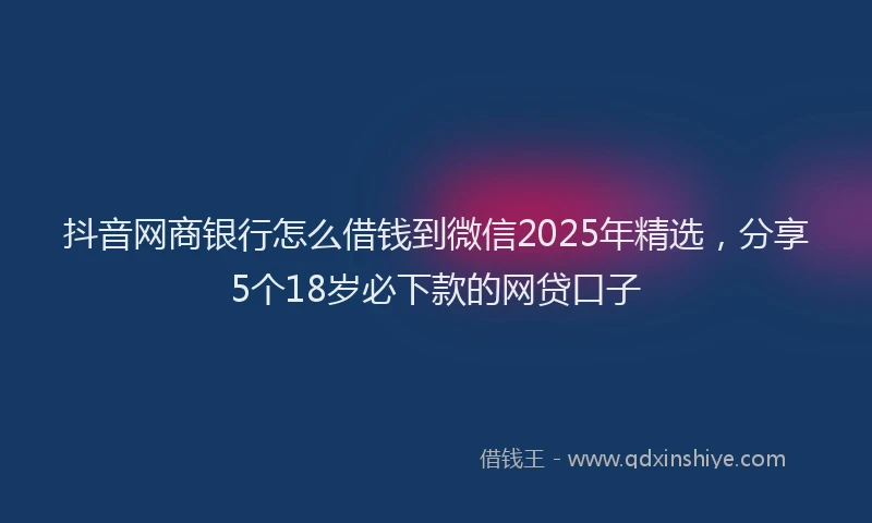 抖音网商银行怎么借钱到微信2025年精选，分享5个18岁必下款的网贷口子