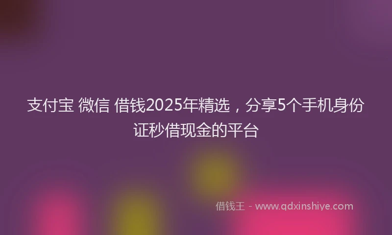 支付宝 微信 借钱2025年精选，分享5个手机身份证秒借现金的平台