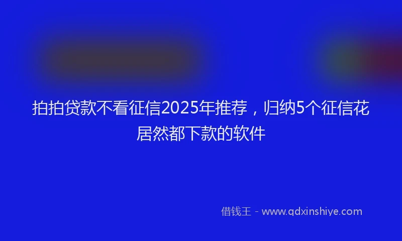 拍拍贷款不看征信2025年推荐，归纳5个征信花居然都下款的软件