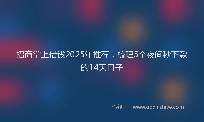 招商掌上借钱2025年推荐，梳理5个夜间秒下款的14天口子
