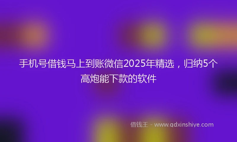手机号借钱马上到账微信2025年精选，归纳5个高炮能下款的软件