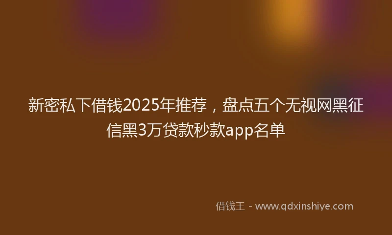 新密私下借钱2025年推荐，盘点五个无视网黑征信黑3万贷款秒款app名单